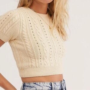 Free People Intimately Cream Short & Sweet Brami Eggnog Cropped Sweater M